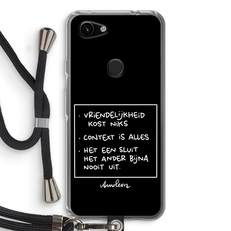Mijn Motto's: Pixel 3a Transparant Hoesje met koord