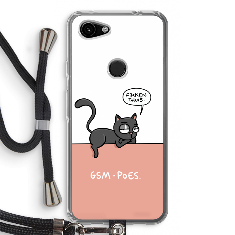 GSM poes: Pixel 3a Transparant Hoesje met koord