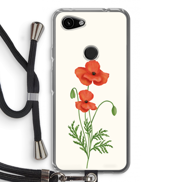 Red poppy: Pixel 3a Transparant Hoesje met koord