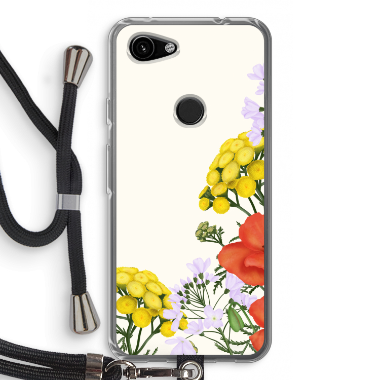 Wilde bloemen: Pixel 3a Transparant Hoesje met koord