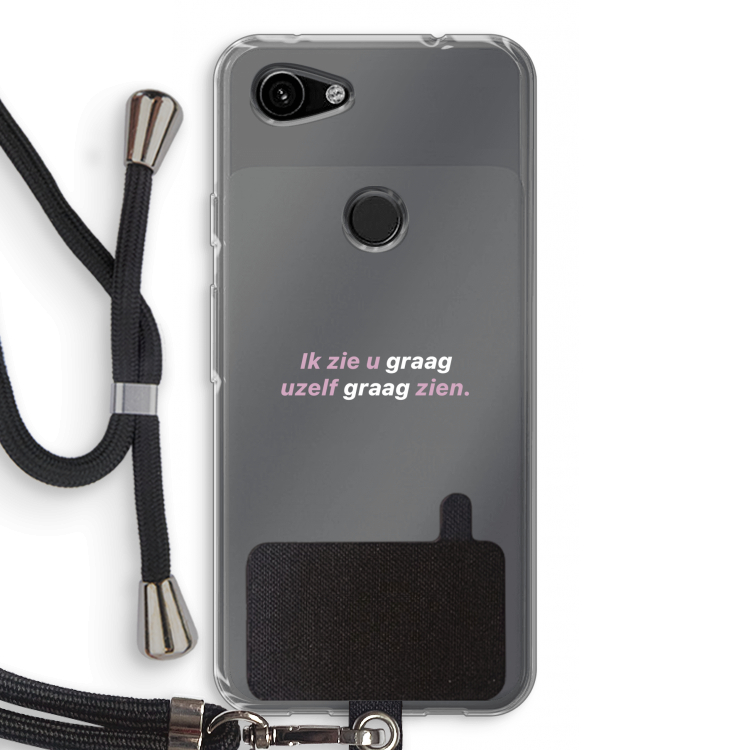 uzelf graag zien: Pixel 3a Transparant Hoesje met koord