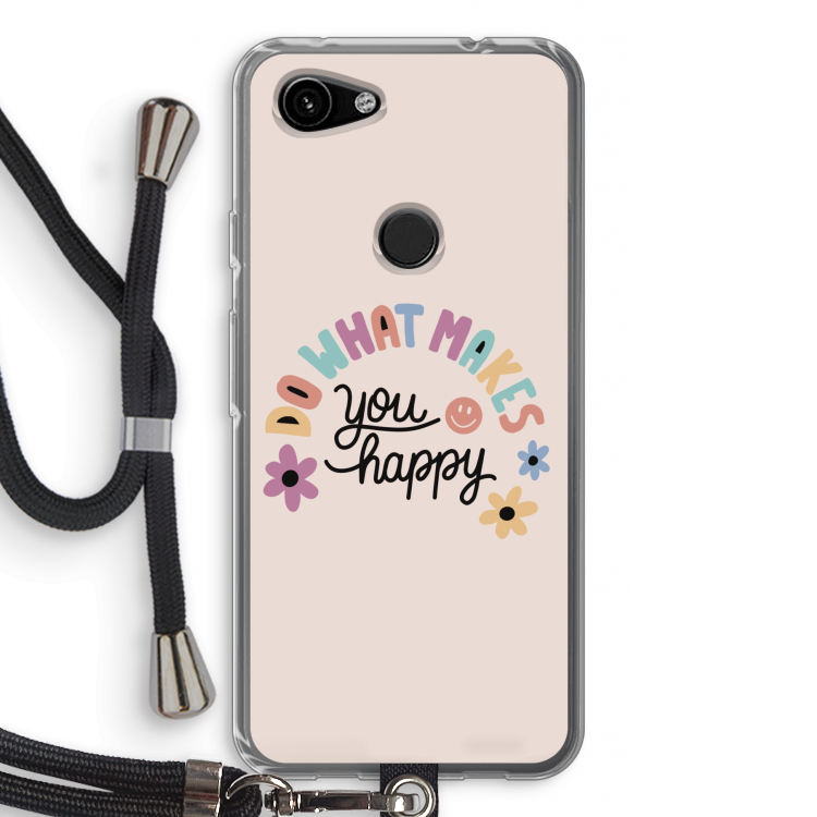 Happy days: Pixel 3a Transparant Hoesje met koord