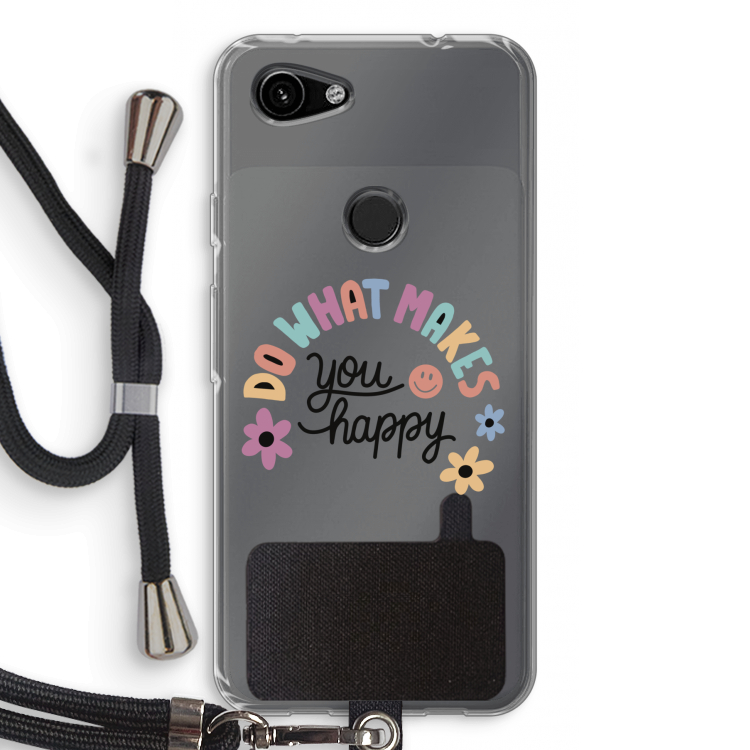 Happy days: Pixel 3a Transparant Hoesje met koord