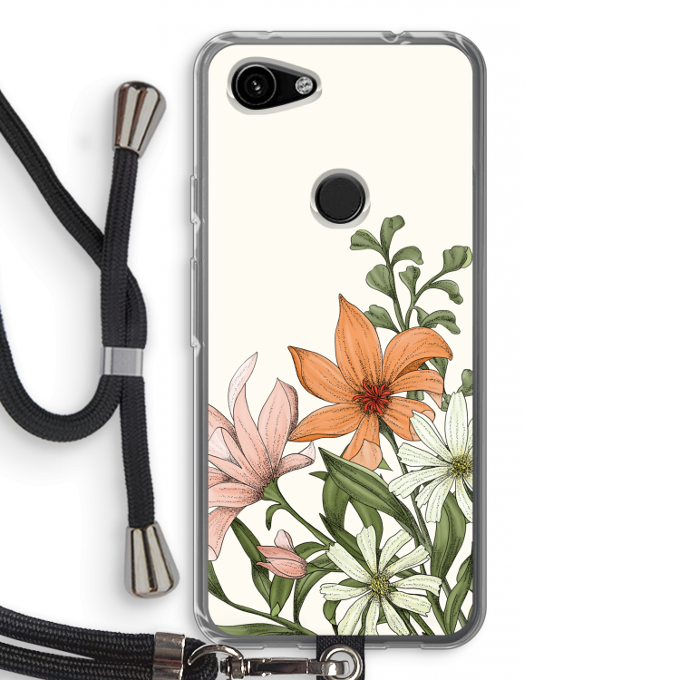 Floral bouquet: Pixel 3a Transparant Hoesje met koord