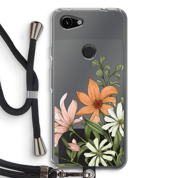 Floral bouquet: Pixel 3a Transparant Hoesje met koord