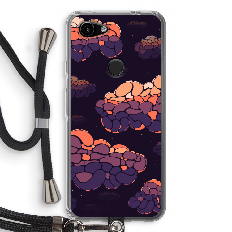 Patroon Wolken: Pixel 3a Transparant Hoesje met koord