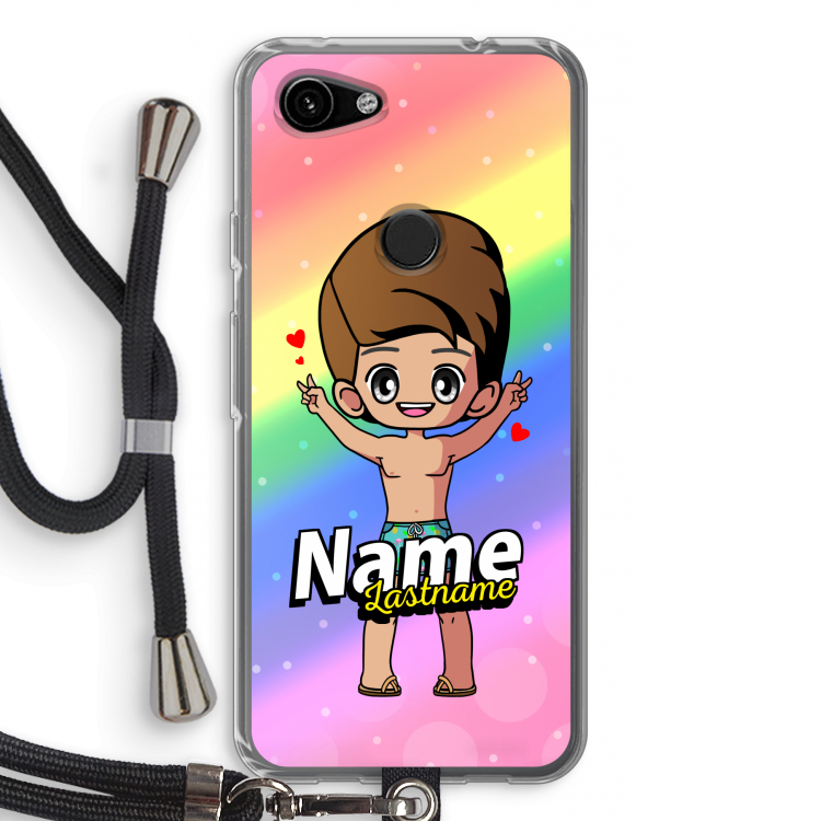 Chibi Maker man: Pixel 3a Transparant Hoesje met koord