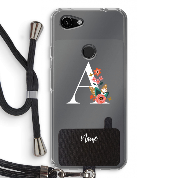 Pink Bouquet: Pixel 3a Transparant Hoesje met koord