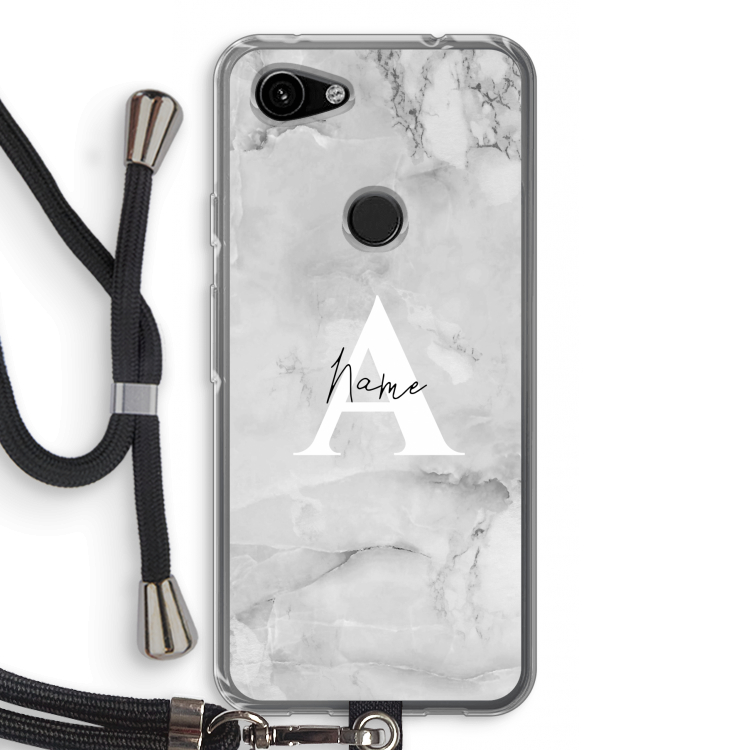 Ivory Marble: Pixel 3a Transparant Hoesje met koord