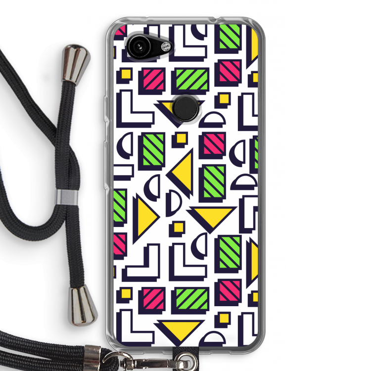 8-bit N°4: Pixel 3a Transparant Hoesje met koord