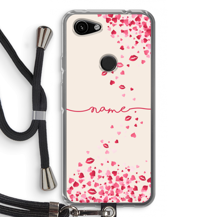 Hartjes en kusjes: Pixel 3a Transparant Hoesje met koord