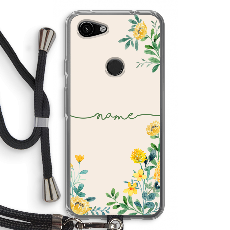 Gele bloemen: Pixel 3a Transparant Hoesje met koord