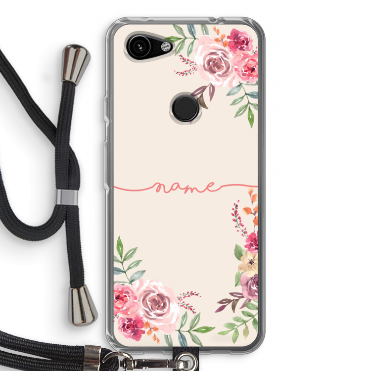 Rozen: Pixel 3a Transparant Hoesje met koord