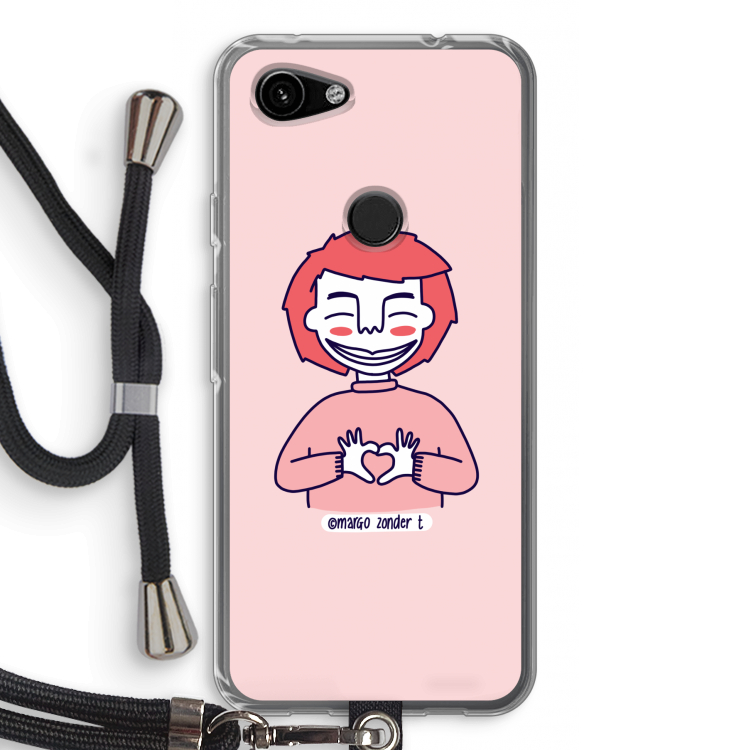 Hartje: Pixel 3a Transparant Hoesje met koord