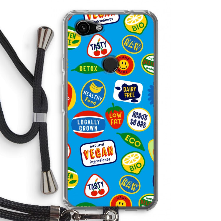 Fruitsticker: Pixel 3a Transparant Hoesje met koord