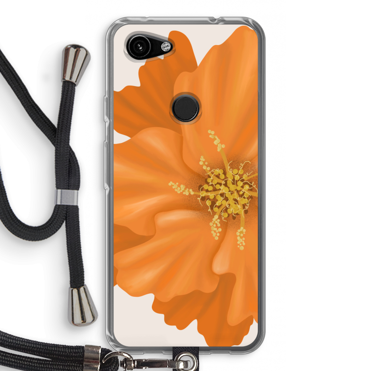 Orange Ellila flower: Pixel 3a Transparant Hoesje met koord