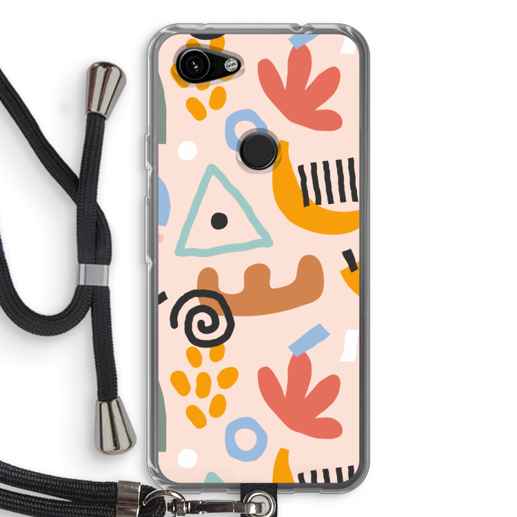 Abstract: Pixel 3a Transparant Hoesje met koord