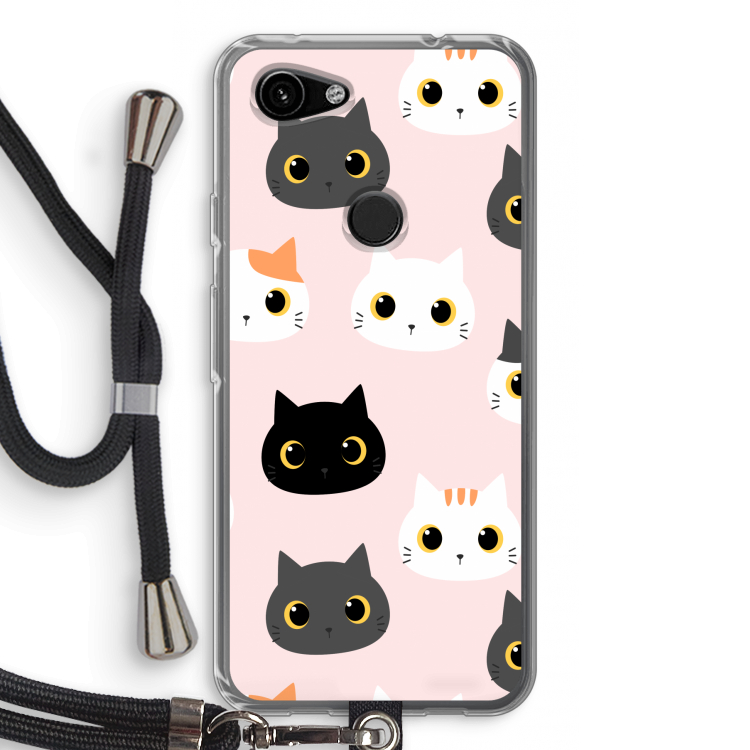 Katten: Pixel 3a Transparant Hoesje met koord