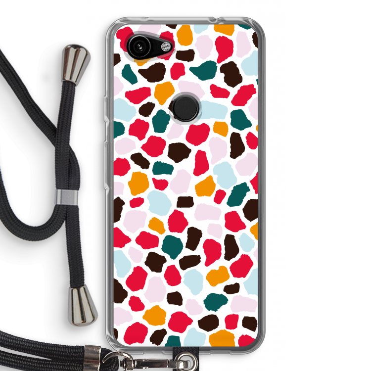 Colored Giraffe: Pixel 3a Transparant Hoesje met koord