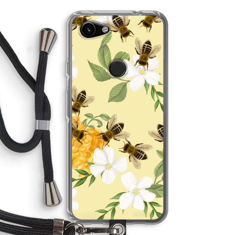 No flowers without bees: Pixel 3a Transparant Hoesje met koord