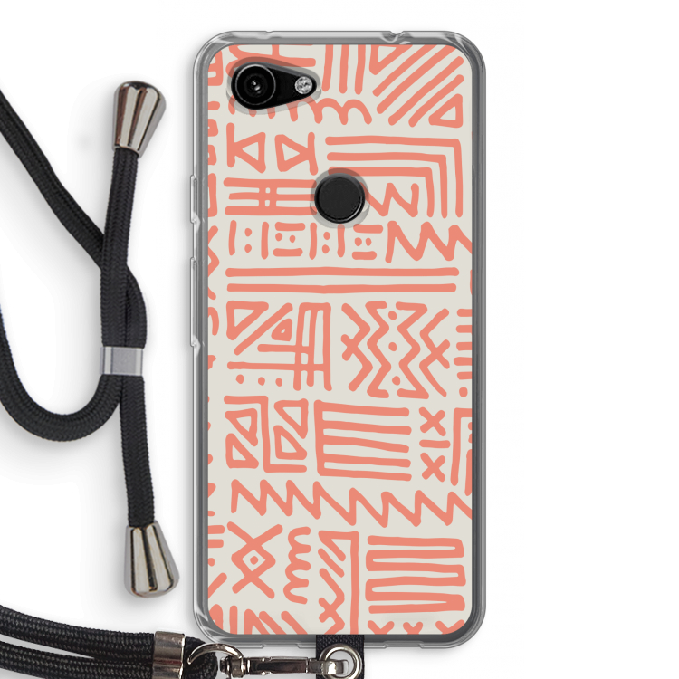 Marrakech Pink: Pixel 3a Transparant Hoesje met koord