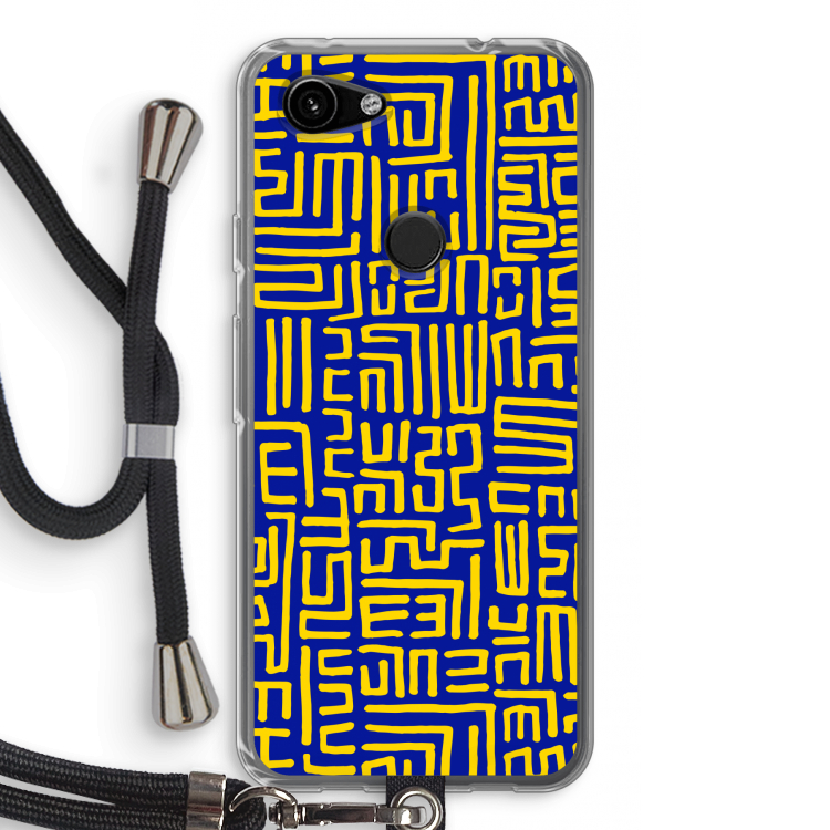 Majorelle Blue Print: Pixel 3a Transparant Hoesje met koord