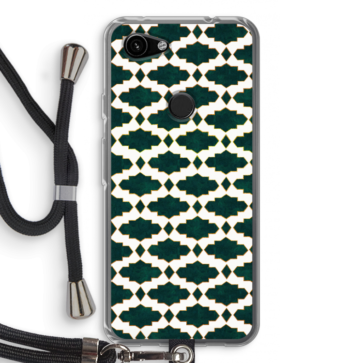 Moroccan tiles: Pixel 3a Transparant Hoesje met koord