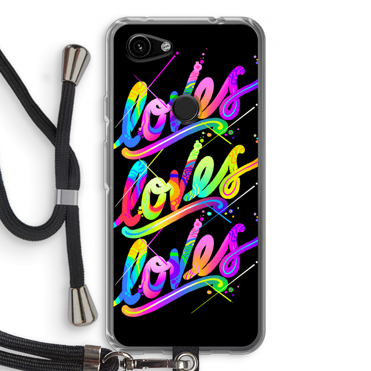 Loves: Pixel 3a Transparant Hoesje met koord