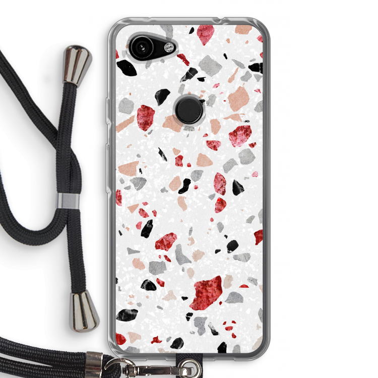 Terrazzo N°12: Pixel 3a Transparant Hoesje met koord