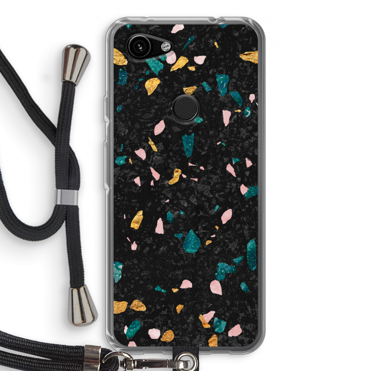 Terrazzo N°10: Pixel 3a Transparant Hoesje met koord