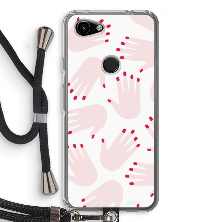 Hands pink: Pixel 3a Transparant Hoesje met koord
