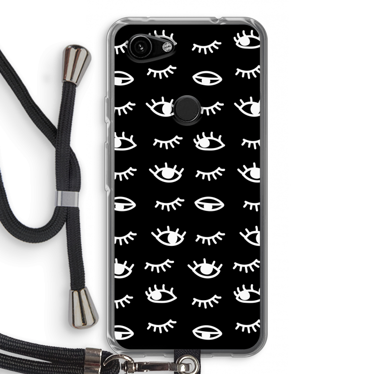 Eye pattern #3: Pixel 3a Transparant Hoesje met koord