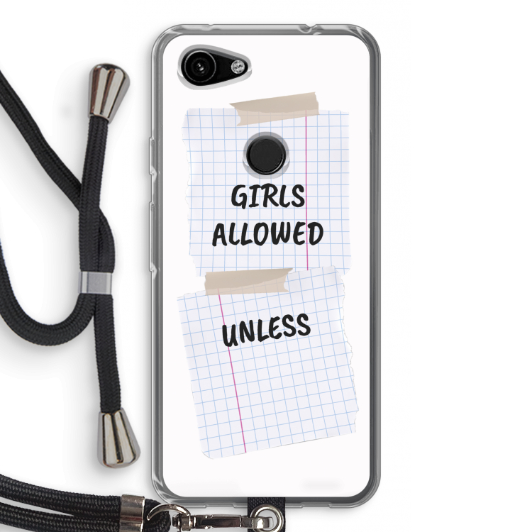No Girls Allowed Unless: Pixel 3a Transparant Hoesje met koord