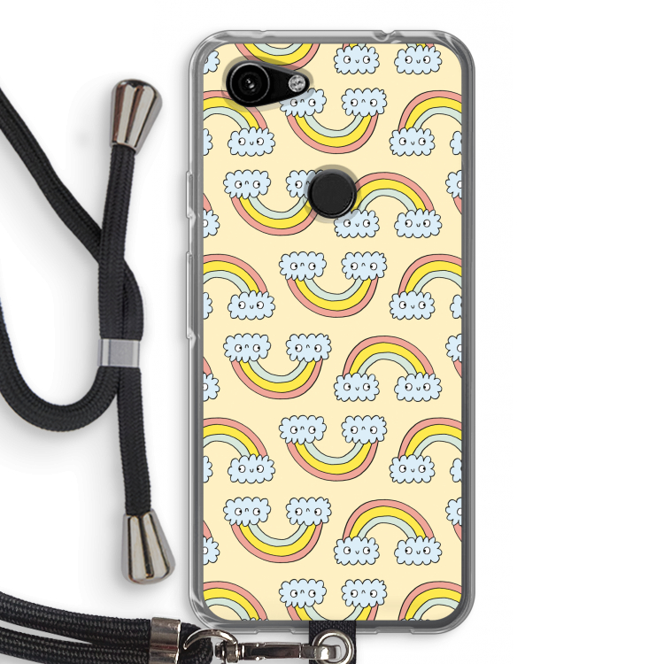 Regenboog: Pixel 3a Transparant Hoesje met koord