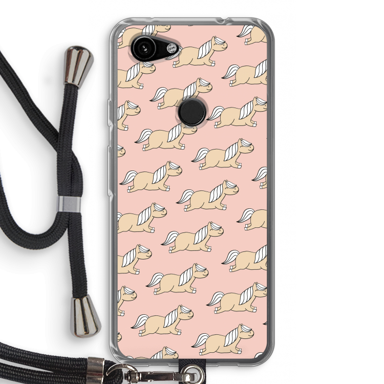 Ponys: Pixel 3a Transparant Hoesje met koord