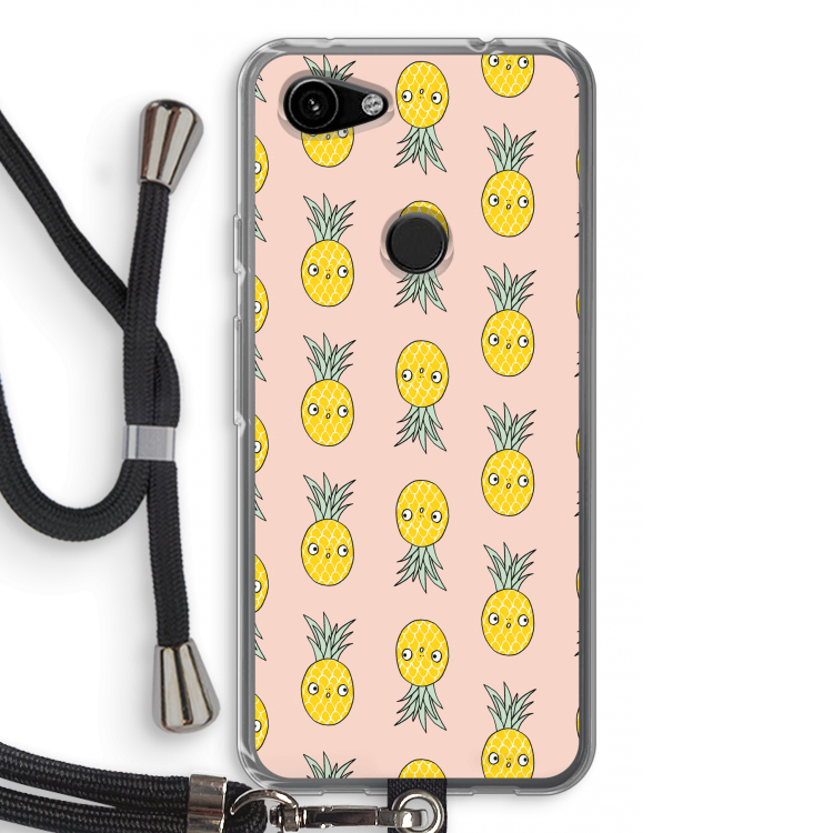 Ananas: Pixel 3a Transparant Hoesje met koord