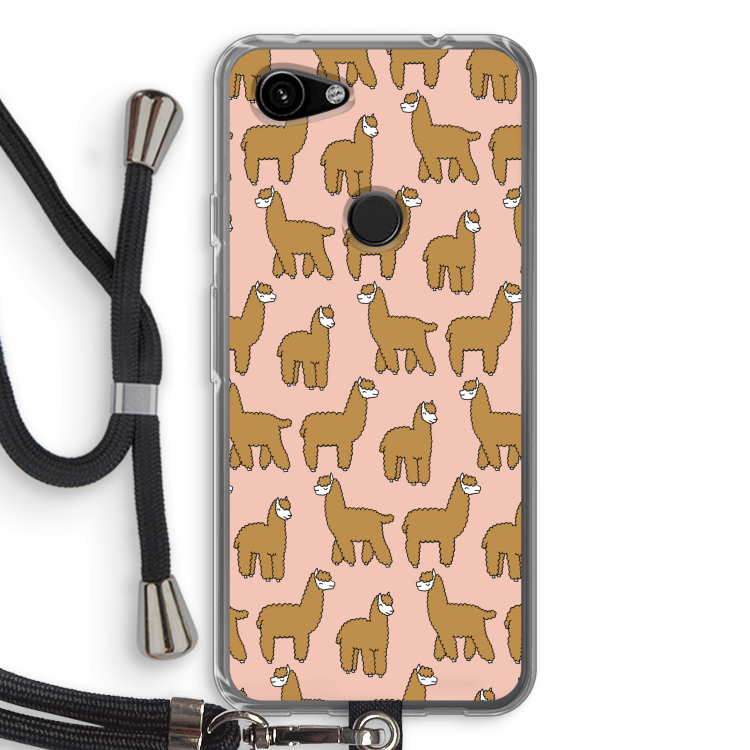 Alpacas: Pixel 3a Transparant Hoesje met koord