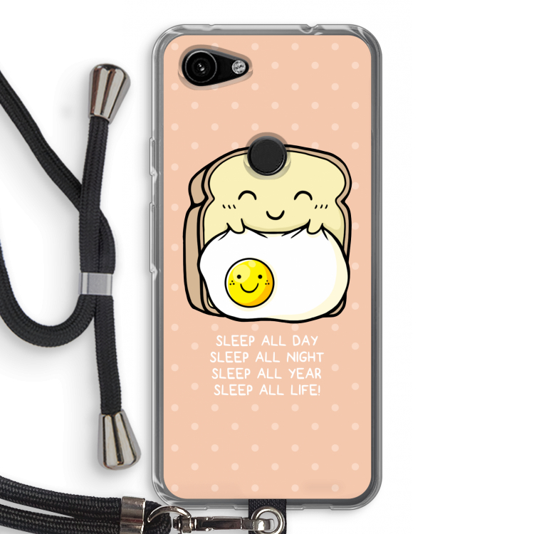 Sleep All Day: Pixel 3a Transparant Hoesje met koord