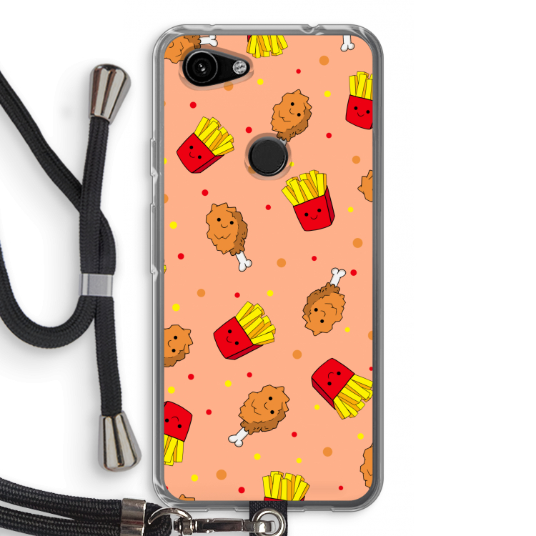 Chicken 'n Fries: Pixel 3a Transparant Hoesje met koord
