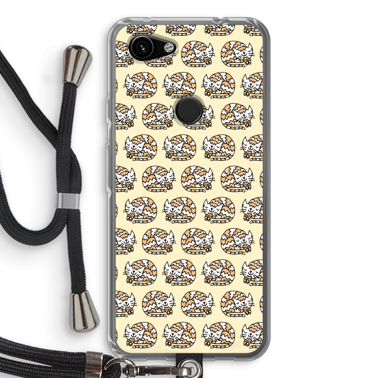 Slapende poes: Pixel 3a Transparant Hoesje met koord