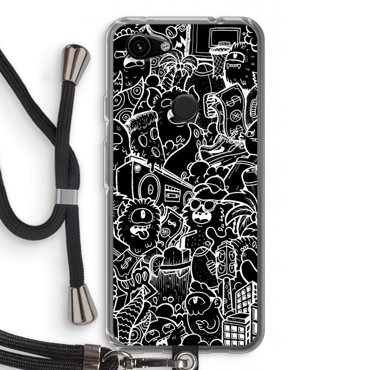 Vexx Black City : Pixel 3a Transparant Hoesje met koord
