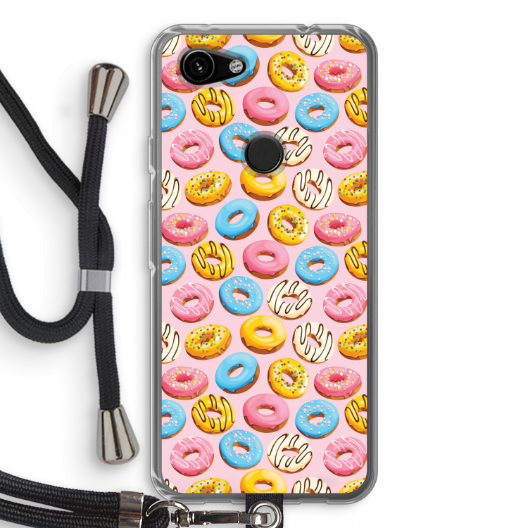 Pink donuts: Pixel 3a Transparant Hoesje met koord