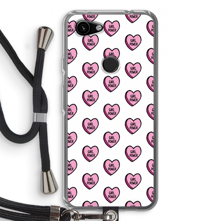GIRL POWER: Pixel 3a Transparant Hoesje met koord