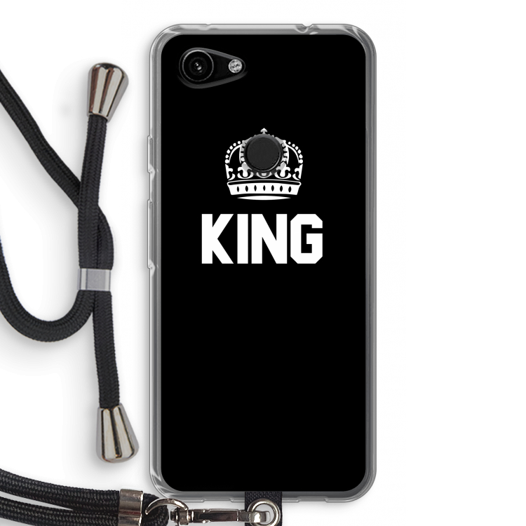 King zwart: Pixel 3a Transparant Hoesje met koord
