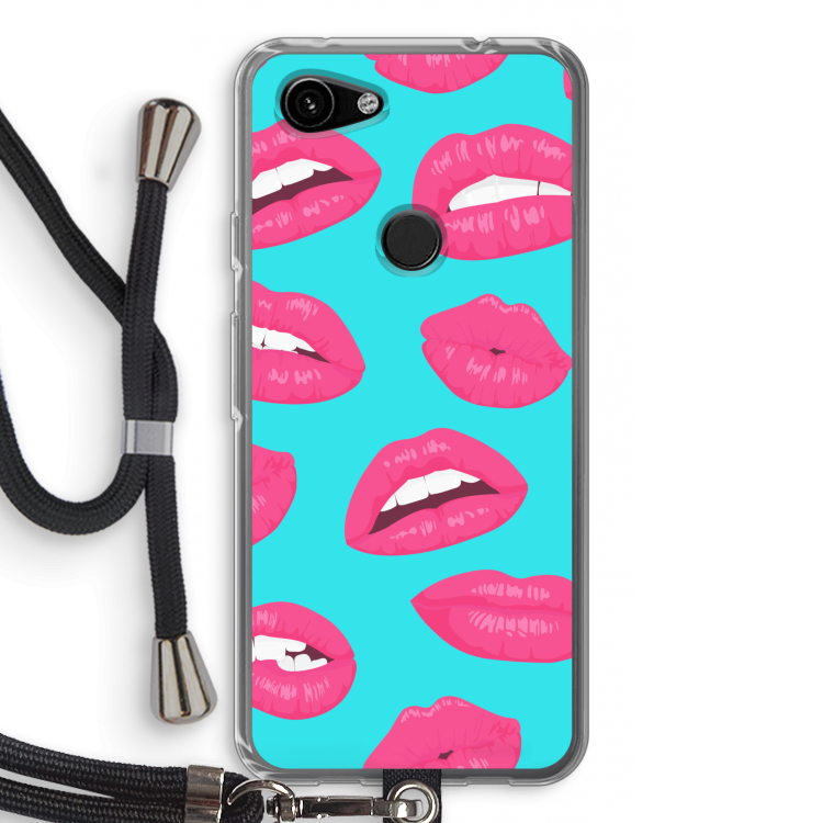 Bite my lip: Pixel 3a Transparant Hoesje met koord