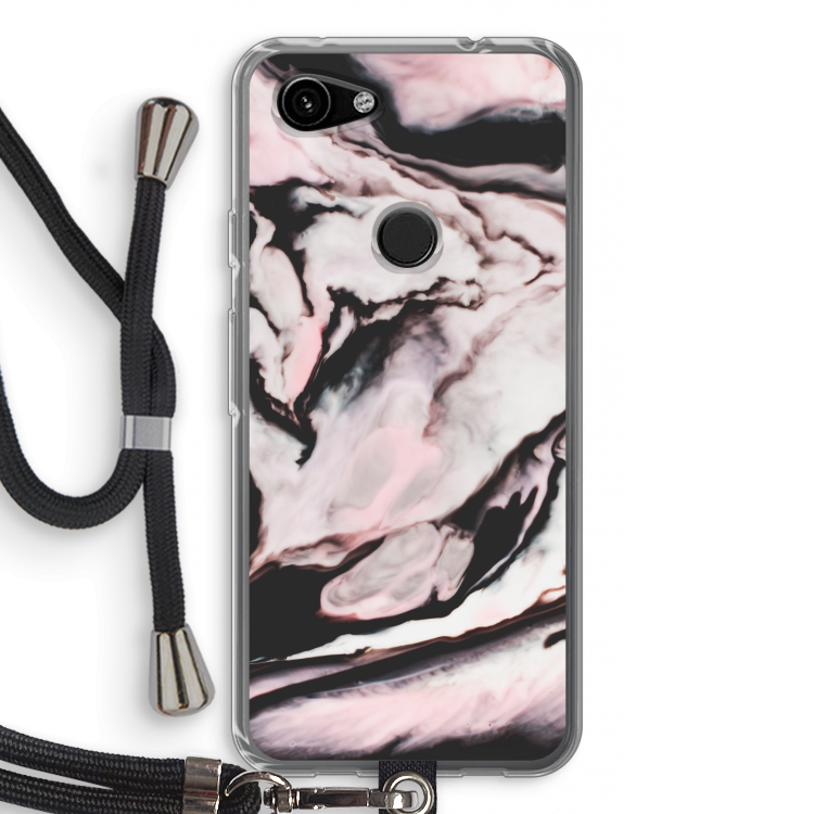 Roze stroom: Pixel 3a Transparant Hoesje met koord