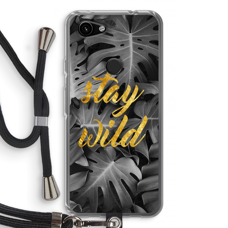 Stay wild: Pixel 3a Transparant Hoesje met koord
