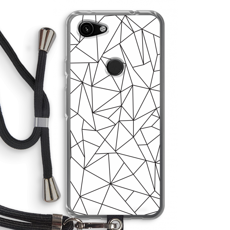 Geometrische lijnen zwart: Pixel 3a Transparant Hoesje met koord