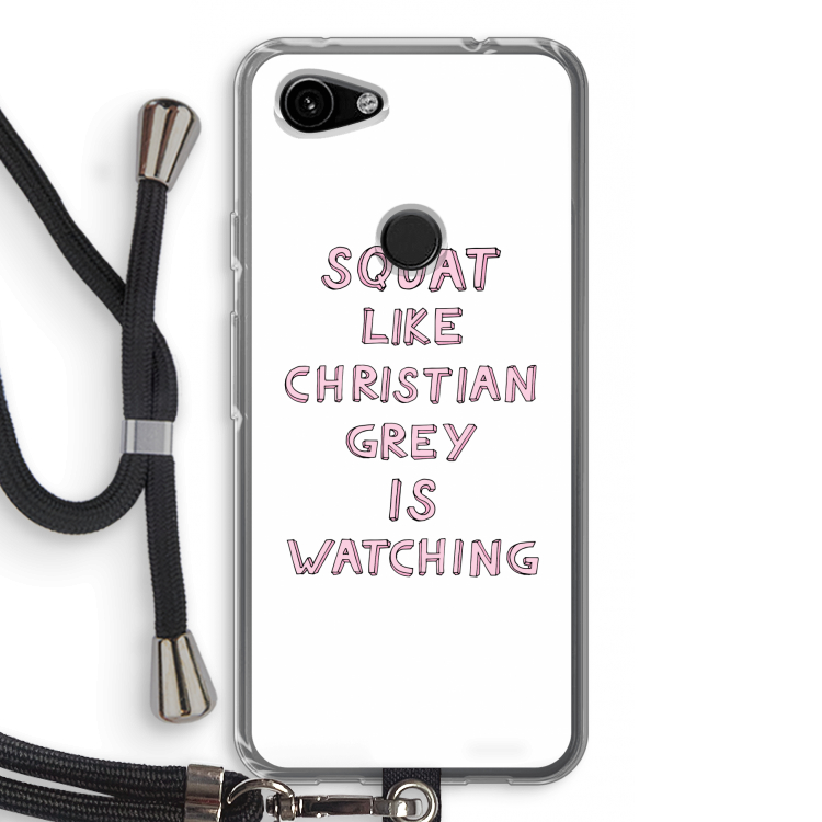 Christian Grey: Pixel 3a Transparant Hoesje met koord