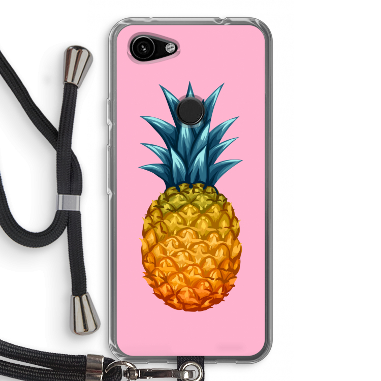 Grote ananas: Pixel 3a Transparant Hoesje met koord